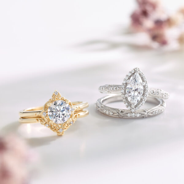 Custom Vintage Look Diamond Engagement ring