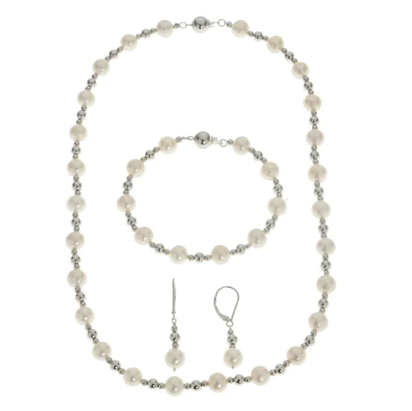 3 Pcs Sterling Silver and Freshwater Pearl Set