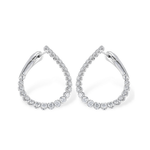 Natural Genuine Diamonds 1.50 carats total weight Contemporary Hoop Earrings (14kt)