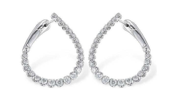 Natural Genuine Diamonds 1.50 carats total weight Contemporary Hoop Earrings (14kt)