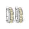 Natural Genuine Natural Yellow and White Round Diamonds 1.55 carats total weight Contemporary Earrings (14kt)