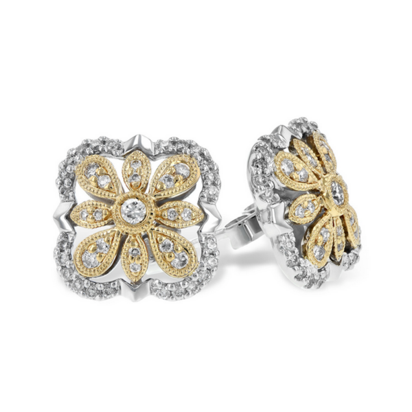 Natural Genuine Natural Round Diamonds Vintage Design .40 carats total weight Earrings (14kt)