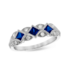 Natural Genuine Sapphire & Diamonds .70 carats total weight Vintage Design Anniversary Ring (14kt)