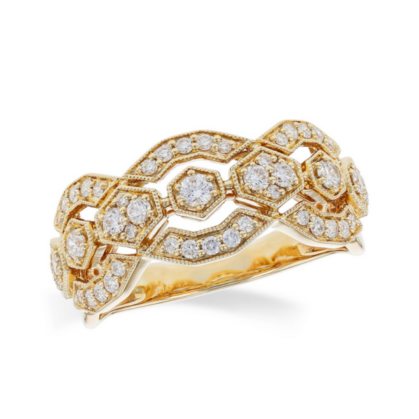 Natural Genuine round Diamonds .50 carats total weight Vintage Design Anniversary Ring (14kt)