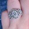 3.60 cts tw Oval 3 diamond halo ring