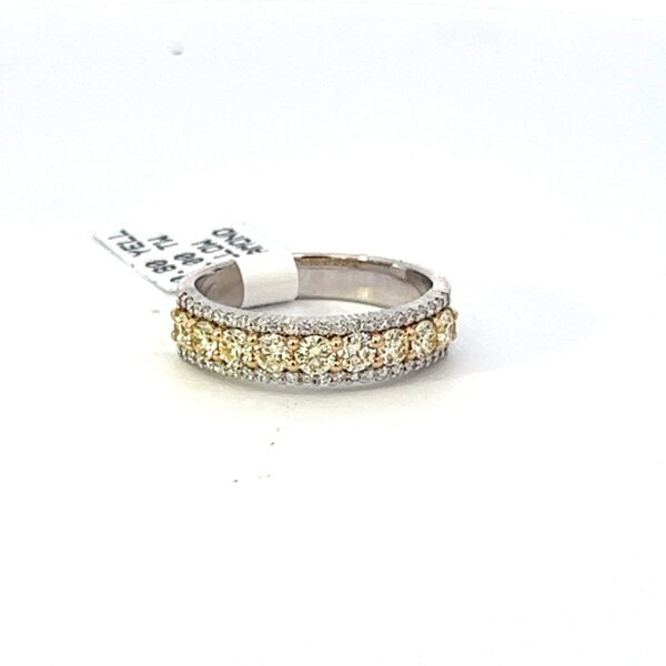 Round Natural Yellow and White diamond Anniversary Ring