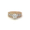 Two Tone Scalloped Design Round Diamond Engagement Ring