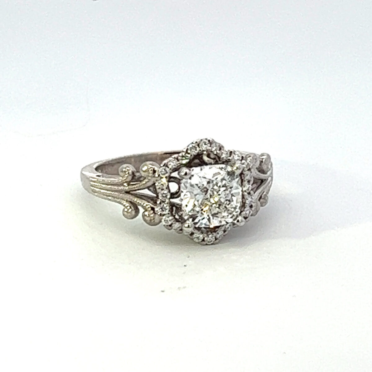 Modern Cushion Halo Engagement Ring