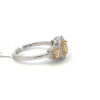 Natural Yellow Three Cushion Cut diamonds with white diamonds Halo Ring 1.30 carats total weight. - Image 4