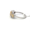 Natural Yellow Three Cushion Cut diamonds with white diamonds Halo Ring 1.30 carats total weight. - Image 3