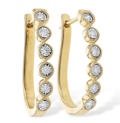 14 kt yellow gold natural minded diamond hoop earrings