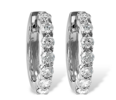 Diamond Hoop earring 1.00 carats total weight. Natural mined diamonds.