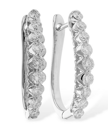 White or Yellow gold Classic Diamond Hoop earrings 1.00 carats total weight