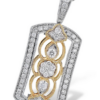 Filigree designed two-tone pendant with natural mined diamonds