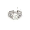14 kt white gold Princess Cut Diamond Engagement Ring with 3.45 cts tw w/ Baguette & Round Side Diamonds