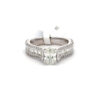 14 kt white gold Cathedral Engagement Ring with 2.14 cts tw Oval Diamond w/ Baguette & Round Accents