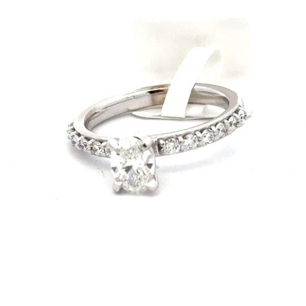 14 kt white gold Oval Center Diamond 1.06 ct tw Anniversary Design Engagement Ring