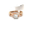 Princess Diamond Leaf Pattern Engagement Ring