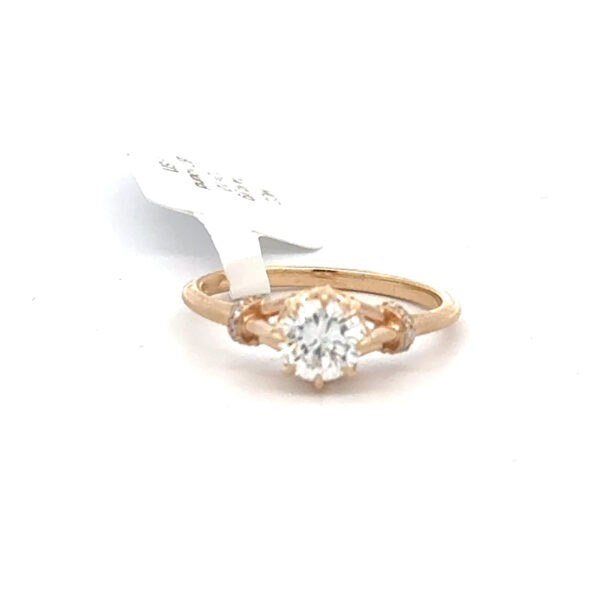 Edwardian Period engagement ring in 14 kt yellow gold .97 c