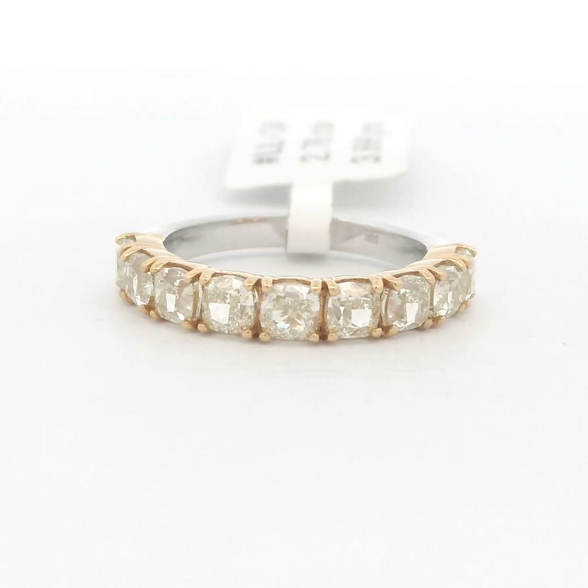 14Kt WG/YG band with 2.76 cttw of Natural Yellow cushions