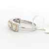 Ladies Natural Yellow & White Diamonds 14Kt White Gold Radiant Anniversary Ring with Halos 1.00 cttw - Image 4