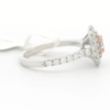 Ladies Natural Pink & White Diamonds 14Kt White & Rose Gold Engagement Ring with Oval Center & Double Halo 1.25 cttw - Image 2