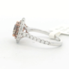 Ladies Natural Cognac & White Diamonds 14Kt White & Rose Gold Engagement Ring with Round Center & Double Halo 2.22 cttw - Image 4