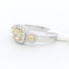 Ladies Natural Yellow & White Diamonds 14Kt White Gold 3 Stone with Halo Engagement Ring 1.10 cttw - Image 4