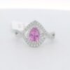 .90 ct. Pear Shaped Pink Sapphire & .33 tw. Diamond Ring in 14kt White Gold