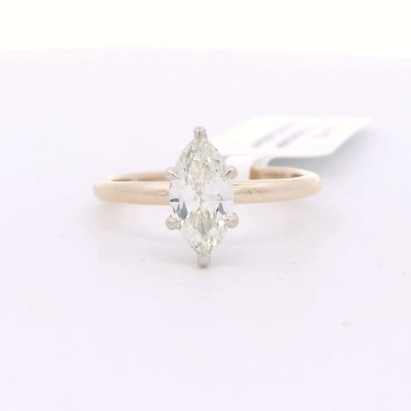 Ladies 14kt Yellow Gold Marquise Diamond Solitaire Engagement Ring (.79 ct.)