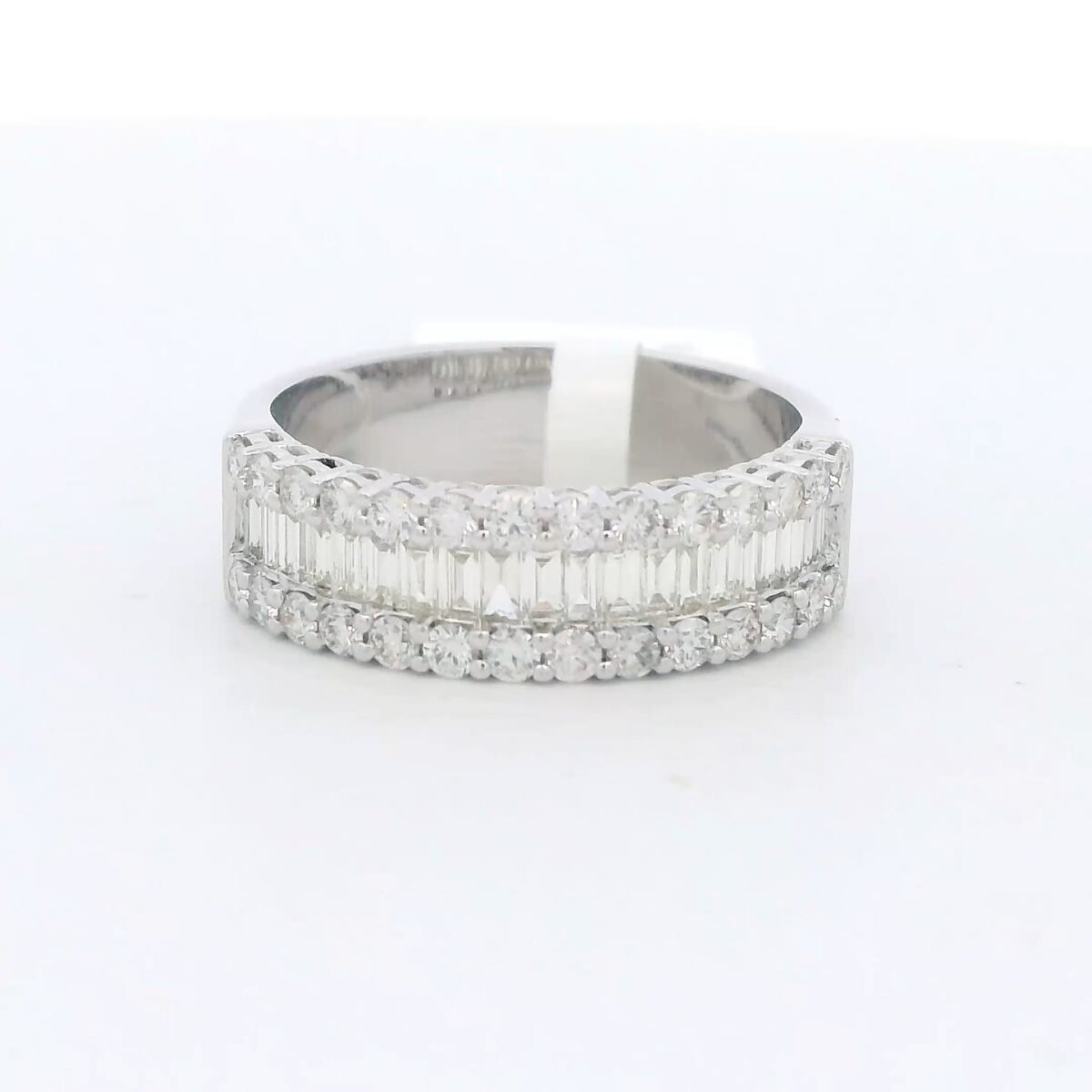 14kt White Gold 3 Row Diamond Anniversary Ring (1.06 cttw.)