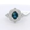 Vintage 14Kt WG Oval Sapphire and Diamond Ring