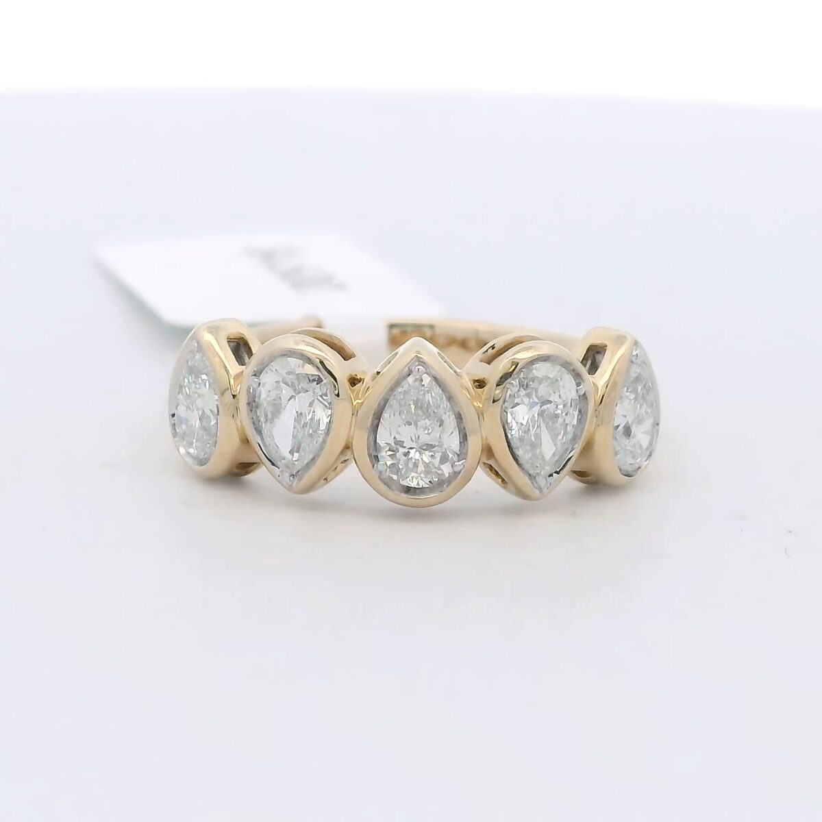 14kt Yellow Gold 5 Stone Pear Shaped Diamond Ring