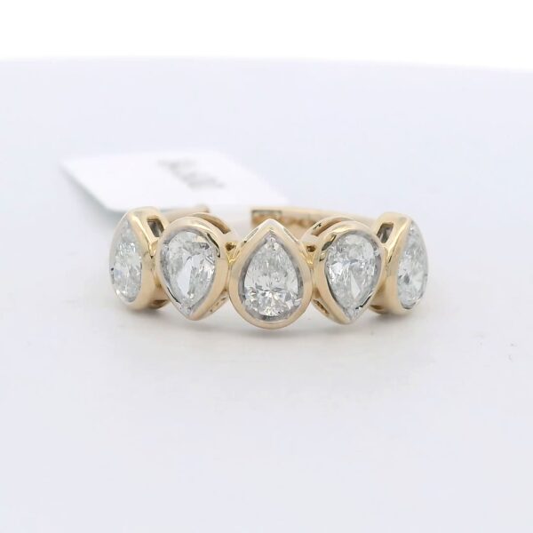 14kt Yellow Gold 5 Stone Pear Shaped Diamond Ring