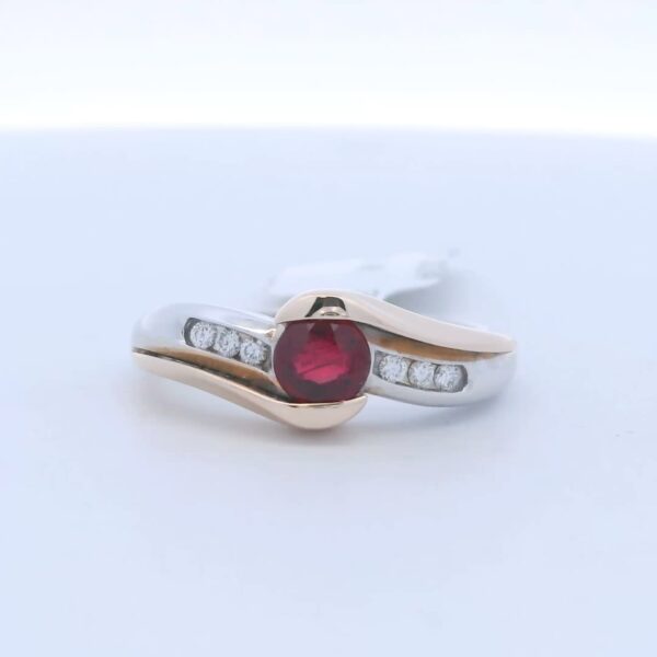 14Kt 2-Tone Gold Ruby & Diamond Ring