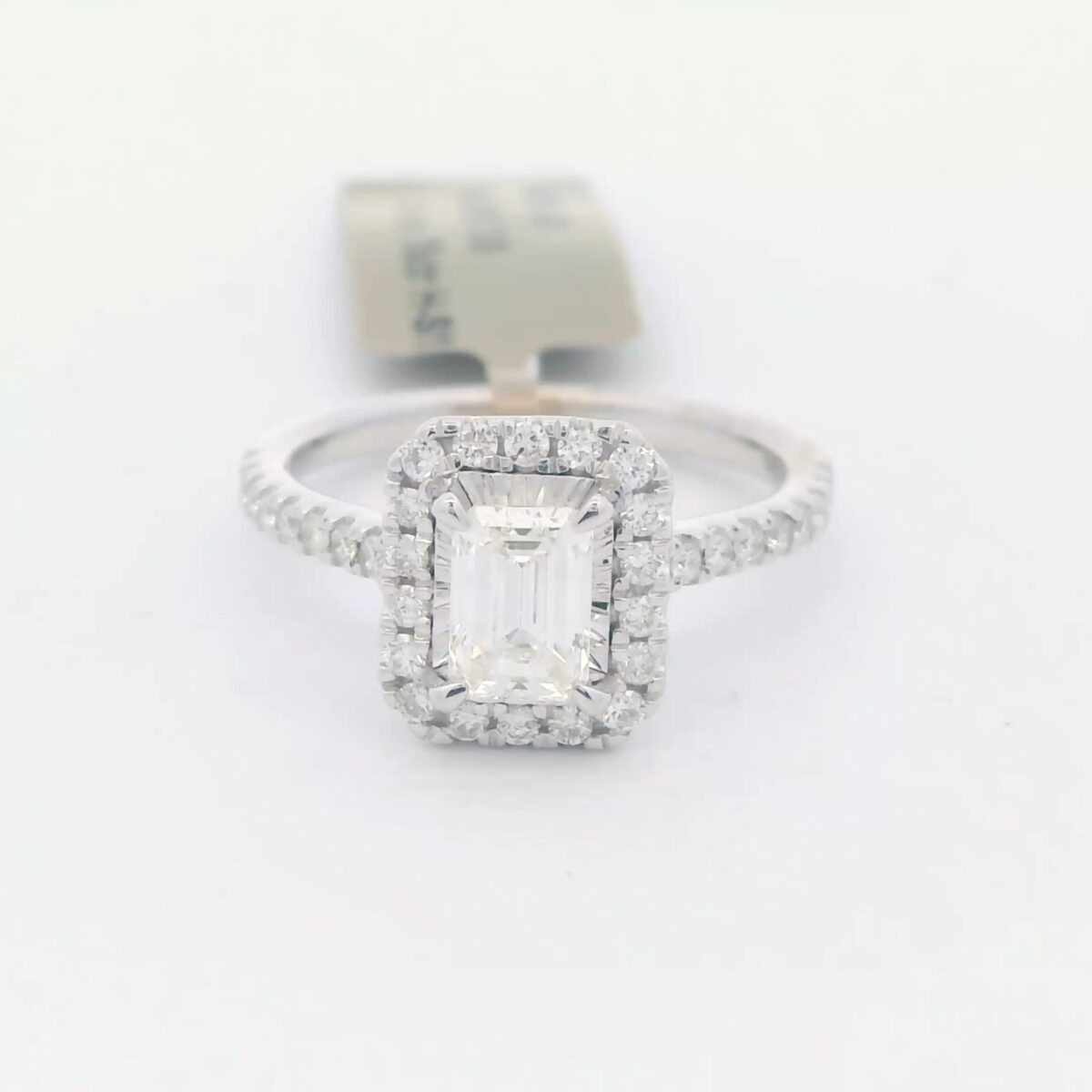 Ladies 14k WG Emerald Cut Diamond Halo Engagement Ring (1.75 cttw.)