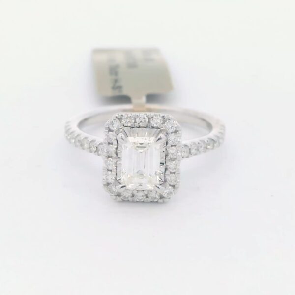 Ladies 14k WG Emerald Cut Diamond Halo Engagement Ring (1.75 cttw.)