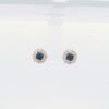 Ladies 14k Sapphire & Diamond Halo Stud Earrings