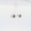 Ladies 14k Sapphire & Diamond Halo Stud Earrings