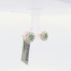 Ladies 14k Emerald & Diamond Halo Stud Earrings