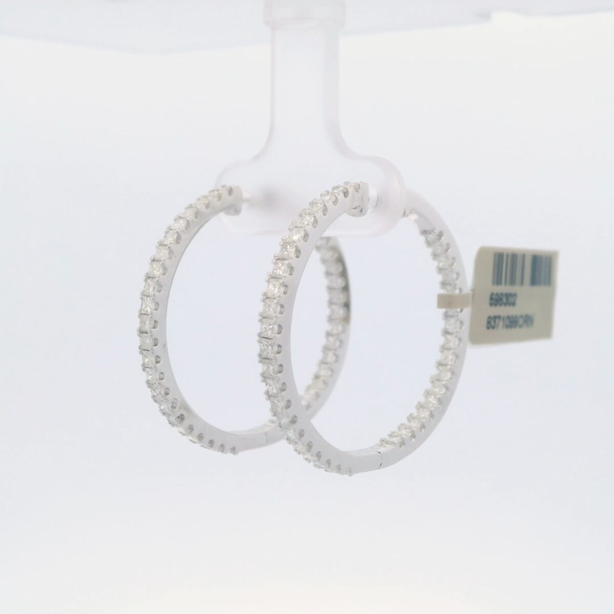 Ladies 14k White Gold Diamond Hoop Earrings