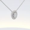 Ladies 14k White Gold Oval Diamond Halo Pendant