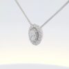 Ladies 14k White Gold Oval Diamond Halo Pendant