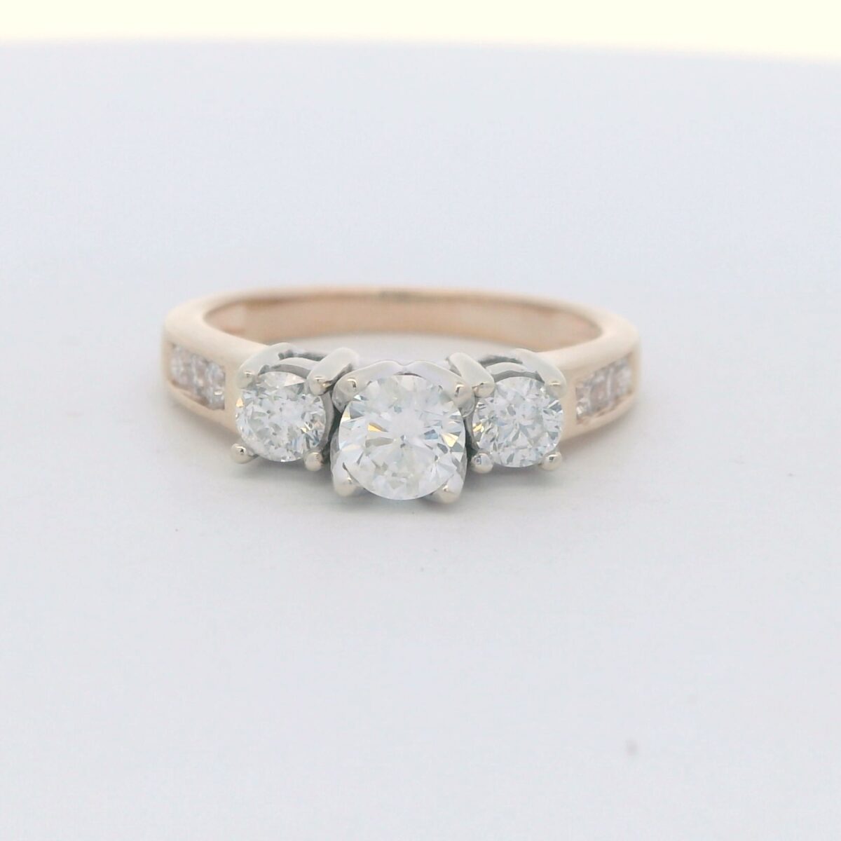 14K 2-Tone 3 Stone Diamond Engagement Ring (1.00 cttw.)
