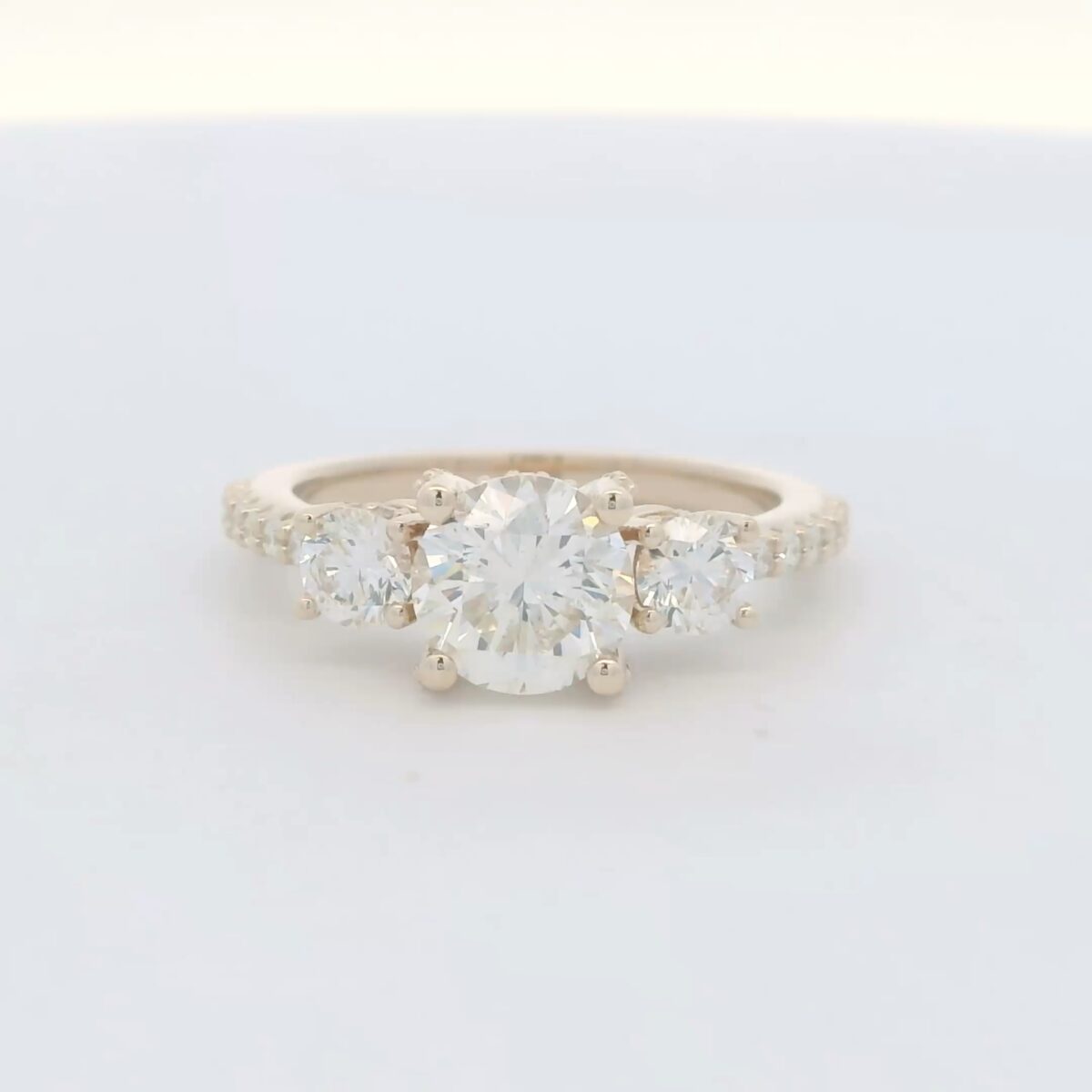 14K Yellow Gold Past, Present, & Future Diamond Engagement Ring w/ Hidden Halos (2.27 cttw.)