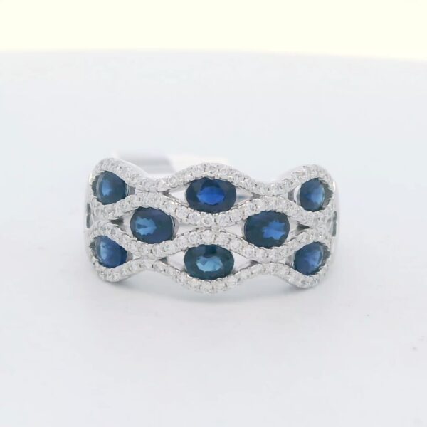 Ladies 14k White Gold Sapphire & Diamond Ring (2.18 cttw.) AK-W2371