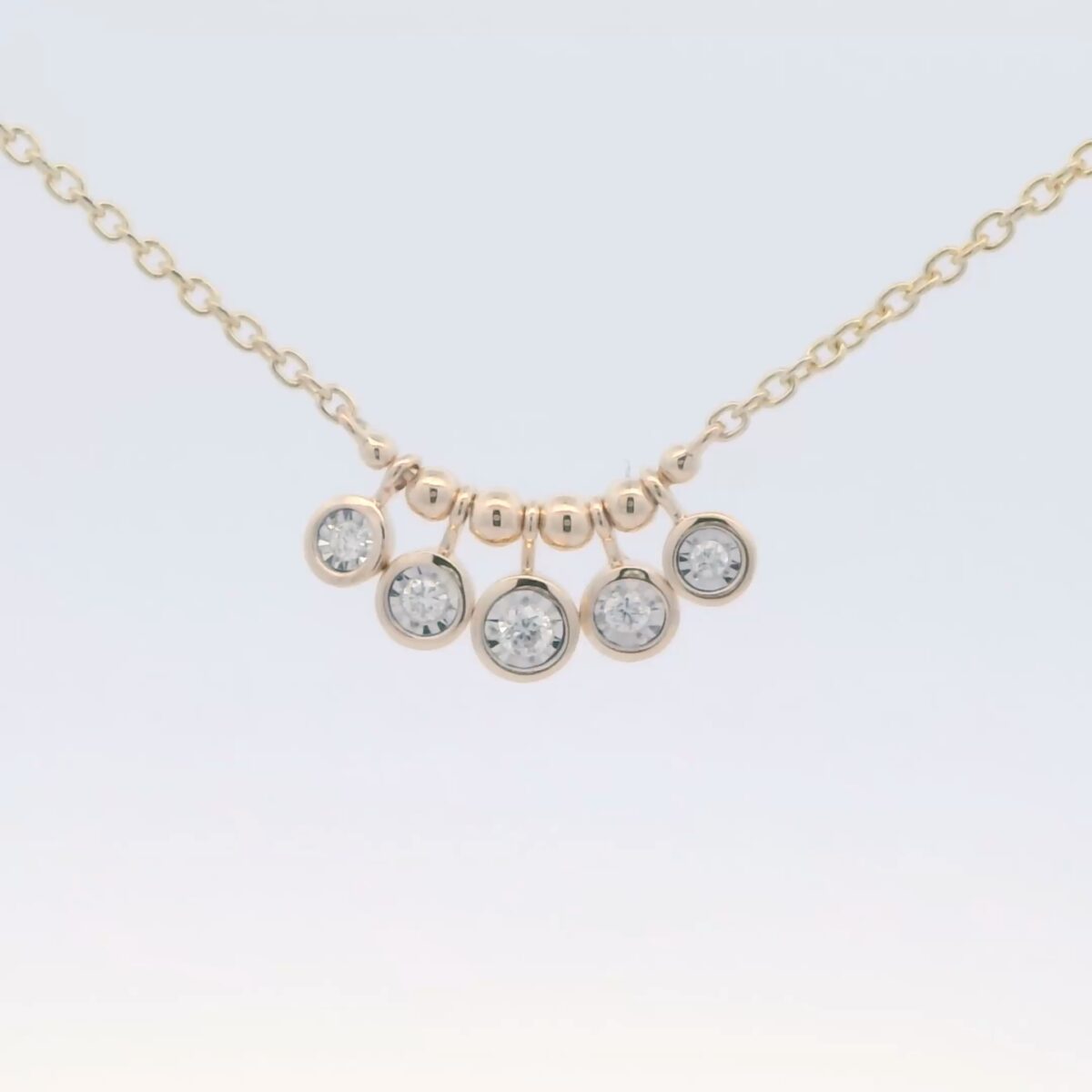 Ladies 14K YG Dangle Diamond Necklace (.09 tw) HM-N8200