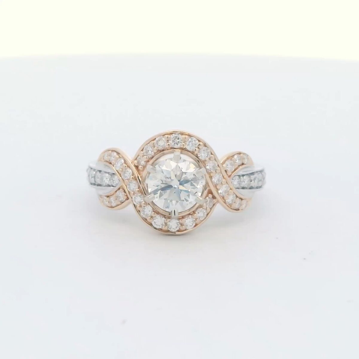 14K 2-Tone Gold Diamond Engagement Ring w/ .81 ct. Round Center (1.29 cttw.)