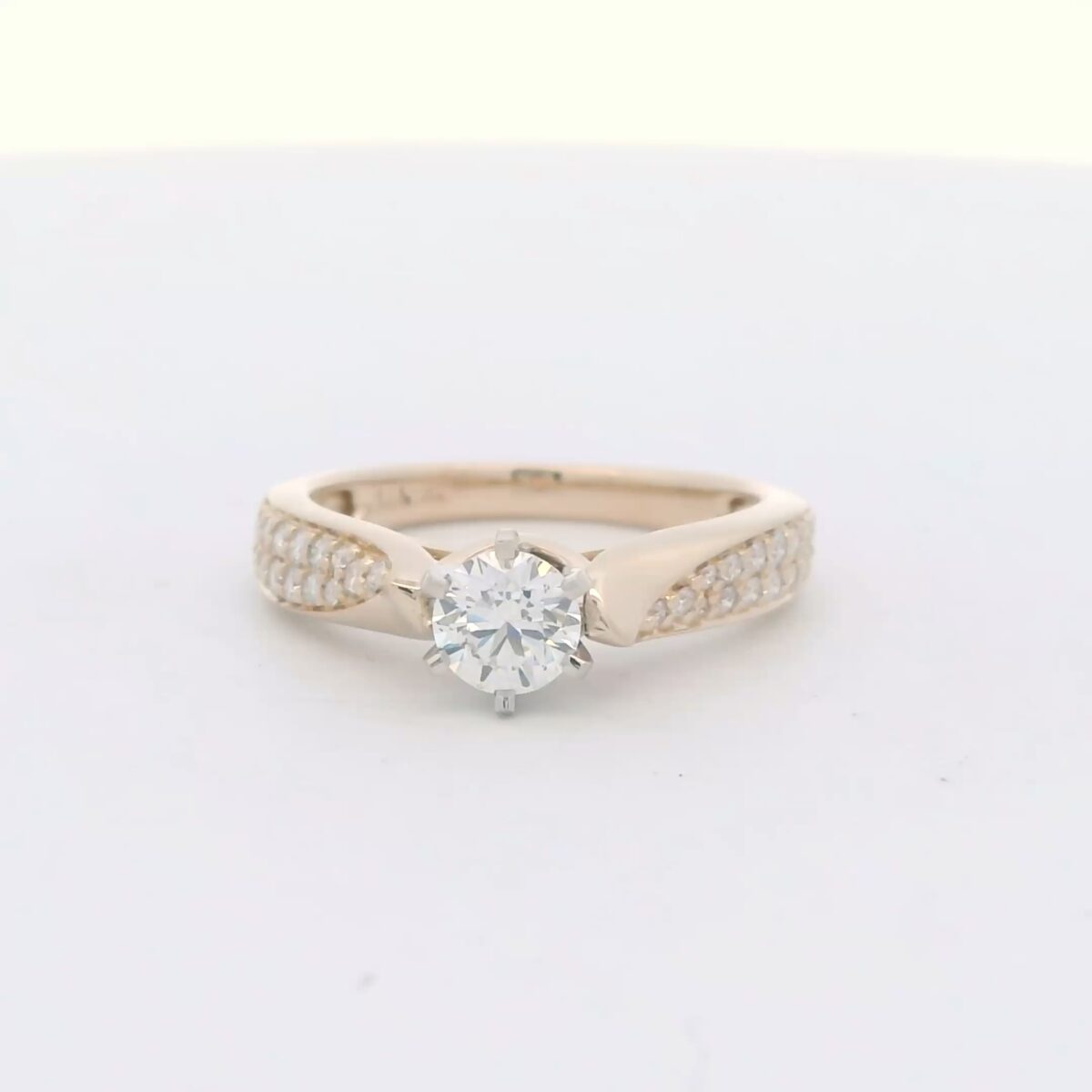 14K Yellow Gold Engagement Ring w/ .51 ct. Round Center. .75 cttw. (AK-L7582)
