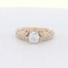 14K YG Floral Engagement Ring w/ Round Center Diamond